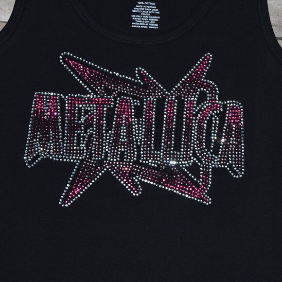 Metallica rhinestone bling black sleeveless tank sz XS S M L XL XXL 1X2… - Picture 6 of 12